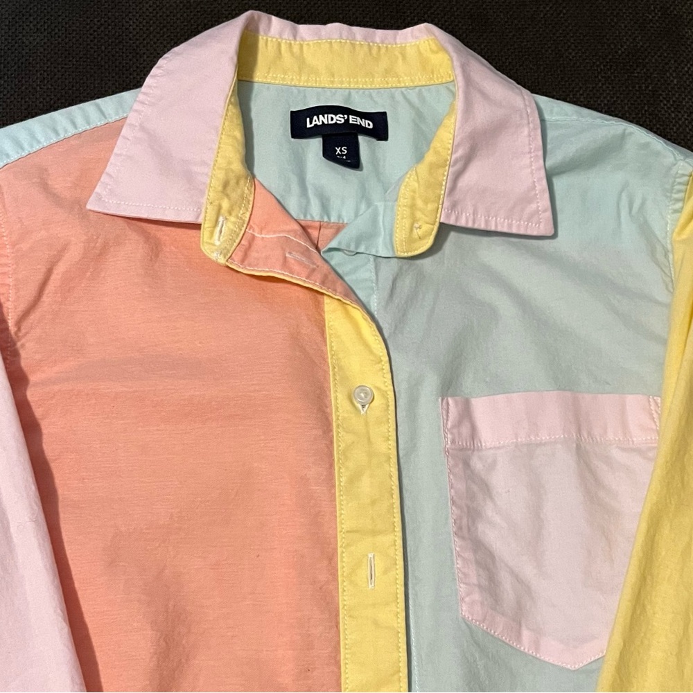 Lands' End Women Multi color Cotton Shirt. Like Brand New.